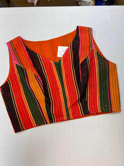 2842 multi color saree blouse | crop top for lehenga | sleeveless blouse - Kurti Connection USA