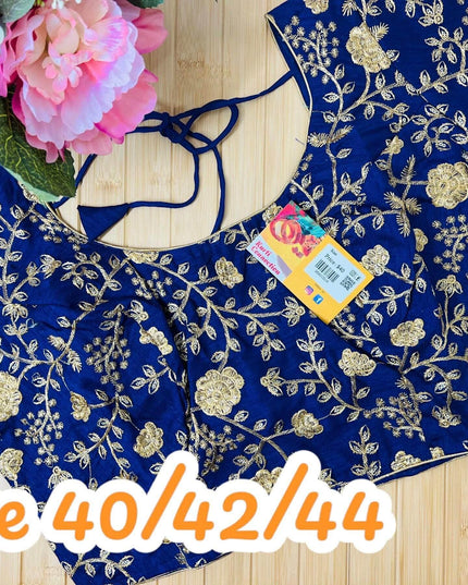 9102 embroidered raw silk blouse | readymade saree blouse - Kurti Connection USA