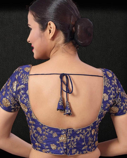 9102 embroidered raw silk blouse | readymade saree blouse - Kurti Connection USA