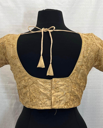 9102 embroidered raw silk blouse | readymade saree blouse - Kurti Connection USA