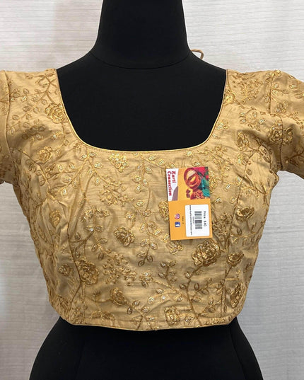 9102 embroidered raw silk blouse | readymade saree blouse - Kurti Connection USA