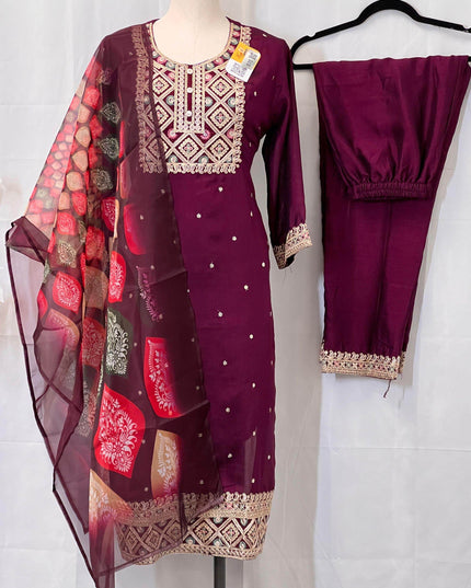 Soft silk kurti pant set | salwar suit - Kurti Connection USA