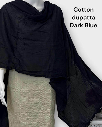 Pure cotton dupatta : dark blue - Kurti Connection USA
