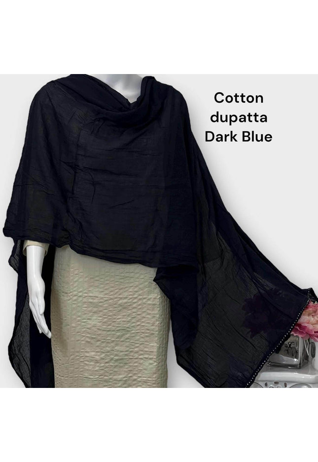 Pure cotton dupatta : dark blue - Kurti Connection USA