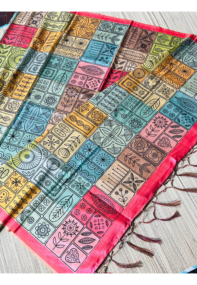 Multi color dupatta | tussar silk dupatta - Kurti Connection USA