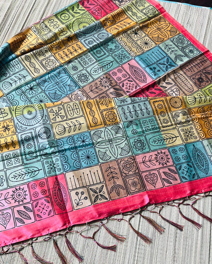 Multi color dupatta | tussar silk dupatta - Kurti Connection USA