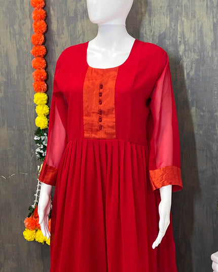 Georgette long kurti - Kurti Connection USA
