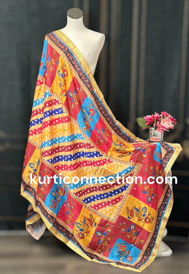 Multicolored Pakistani Dupatta - Kurti Connection USA
