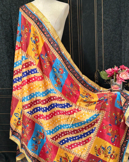 Multicolored Pakistani Dupatta - Kurti Connection USA