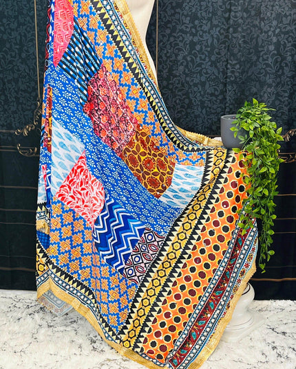 Multi color mirror work dupatta - Kurti Connection USA