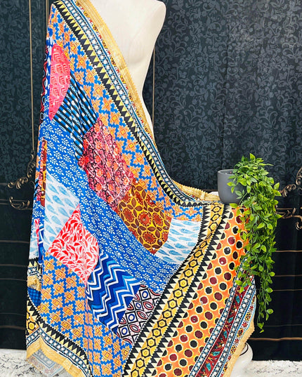 Multi color mirror work dupatta - Kurti Connection USA
