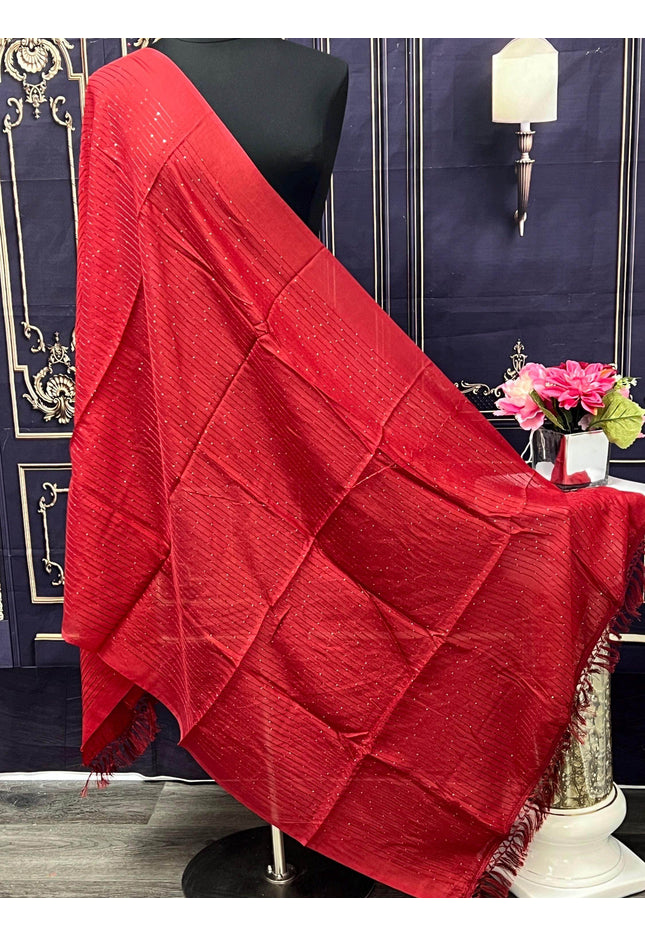 Maroon dupatta with small sequin work - Kurti Connection USA