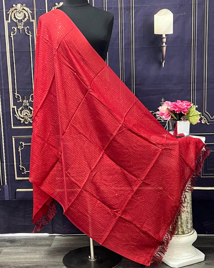 Maroon dupatta with small sequin work - Kurti Connection USA