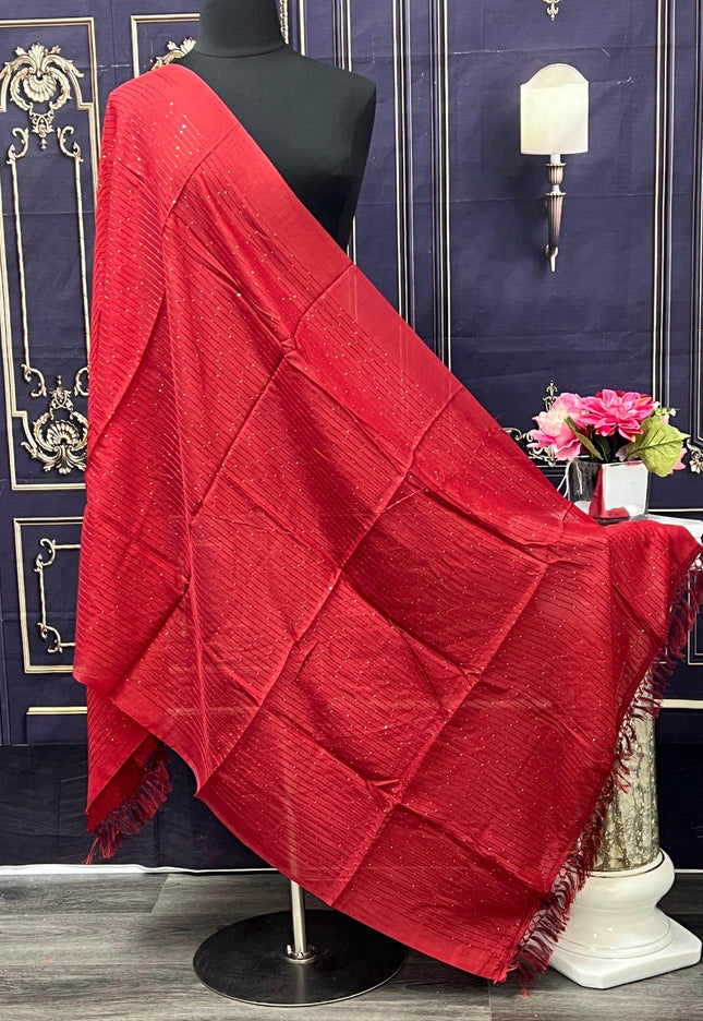 Maroon dupatta with small sequin work - Kurti Connection USA