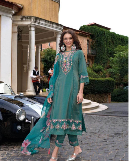 Begum | Silk party wear suits | A line kurti sets - Kurti Connection USA