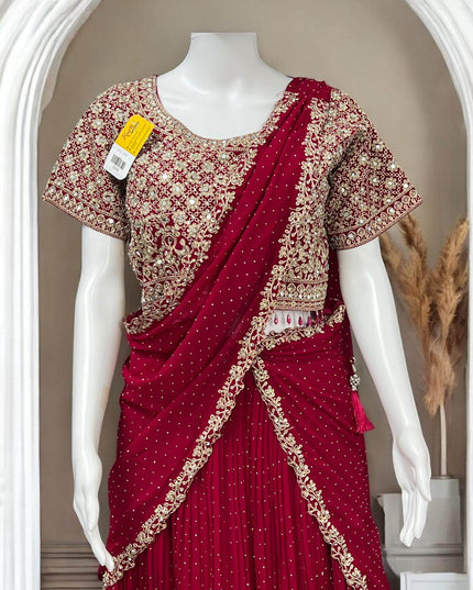 Party/ wedding wear Lehenga Choli set with pre draped dupatta / Lehenga saree - Kurti Connection USA
