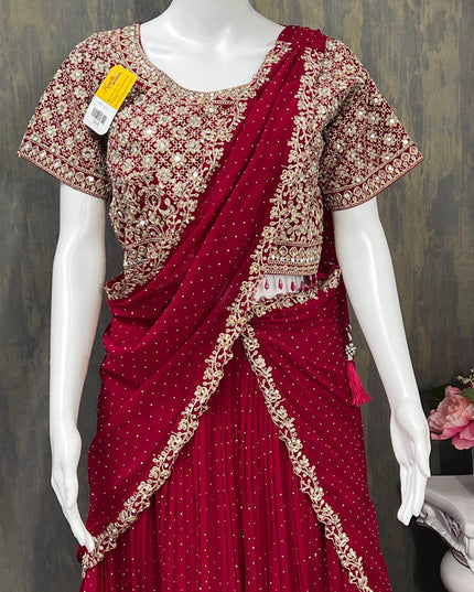 Party/ wedding wear Lehenga Choli set with pre draped dupatta / Lehenga saree - Kurti Connection USA