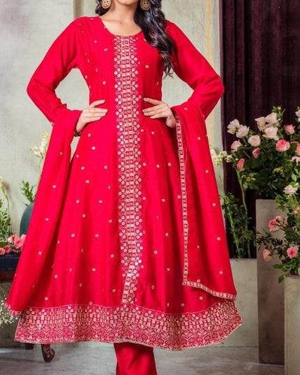 Silk shalwar suit / Kurti pant set with dupatta - Kurti Connection USA