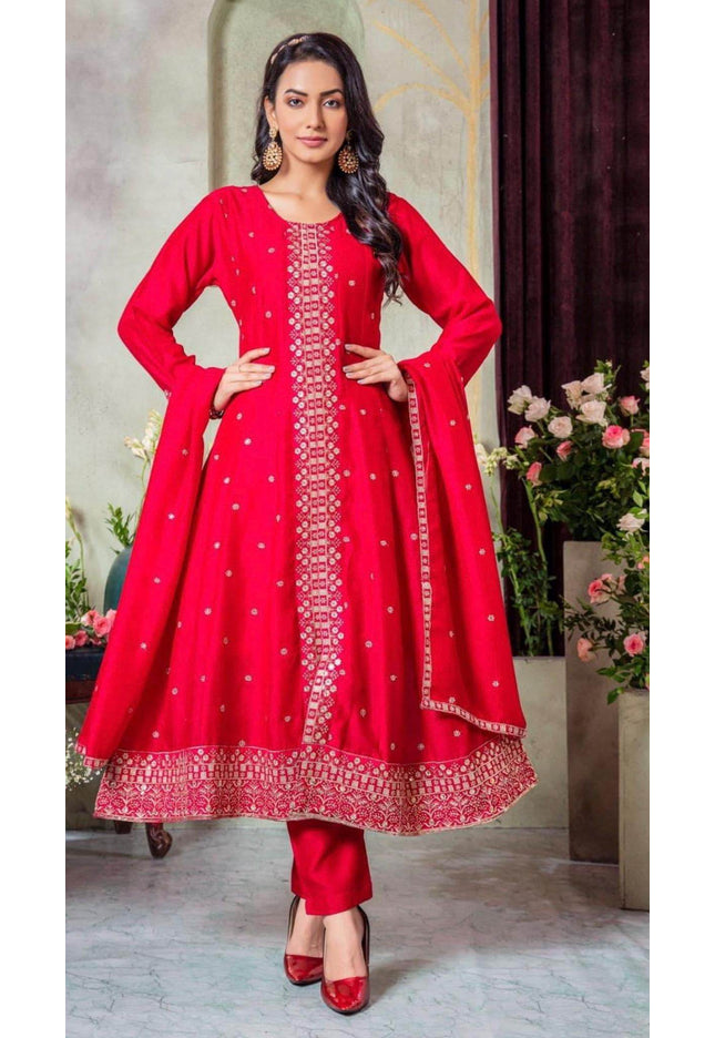 Silk shalwar suit / Kurti pant set with dupatta - Kurti Connection USA