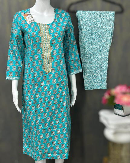 Pure cotton Kurti Pant set - Kurti Connection USA