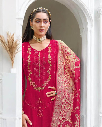 Linen silk Kurti set with banarasi dupatta - Kurti Connection USA