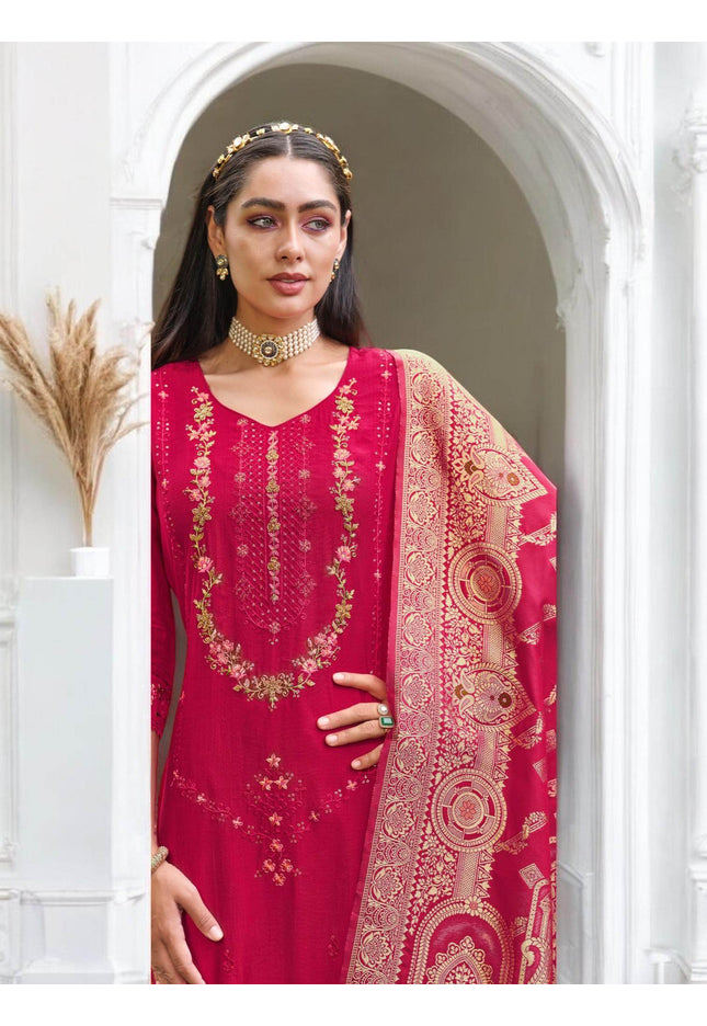 Linen silk Kurti set with banarasi dupatta - Kurti Connection USA