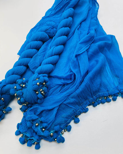 Teal blue plain chiffon dupatta - Kurti Connection USA