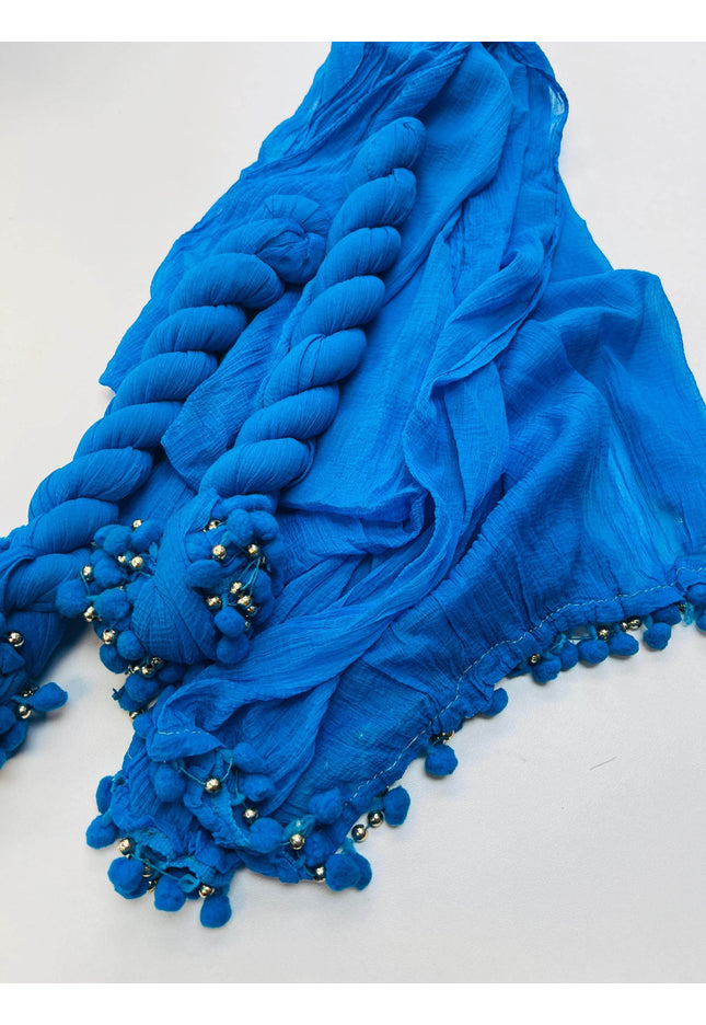 Teal blue plain chiffon dupatta - Kurti Connection USA