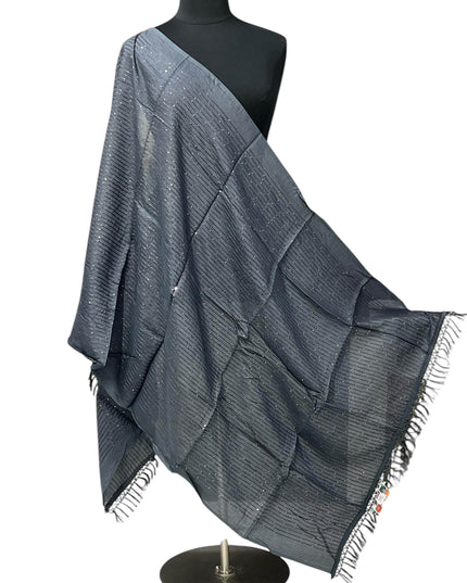 Dark grey sequin dupatta - Kurti Connection USA