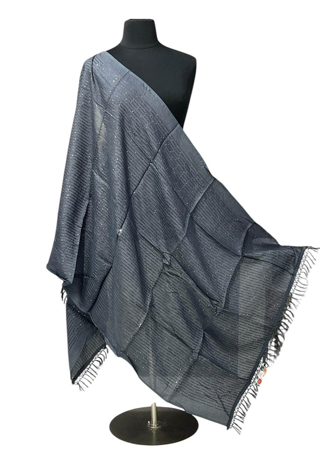 Dark grey sequin dupatta - Kurti Connection USA