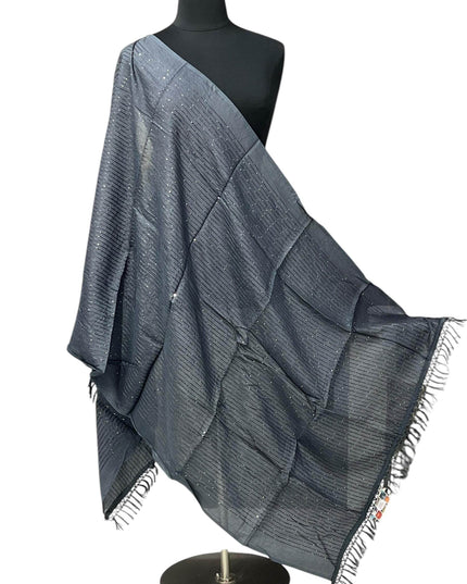 Dark grey sequin dupatta - Kurti Connection USA