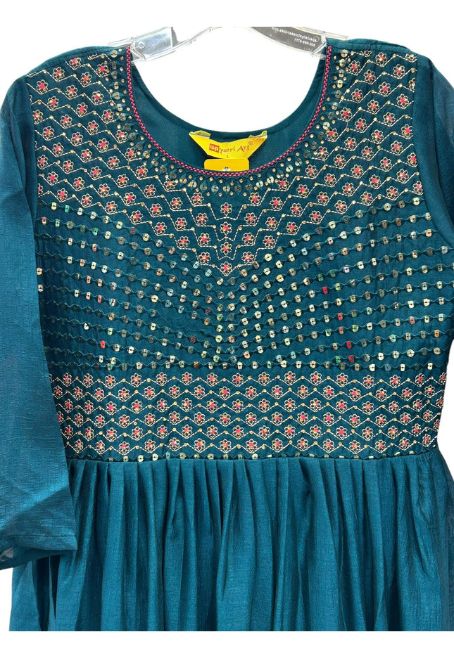 Silk long kurti - Kurti Connection USA