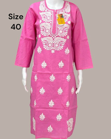 Cotton chikankari kurti - Kurti Connection USA