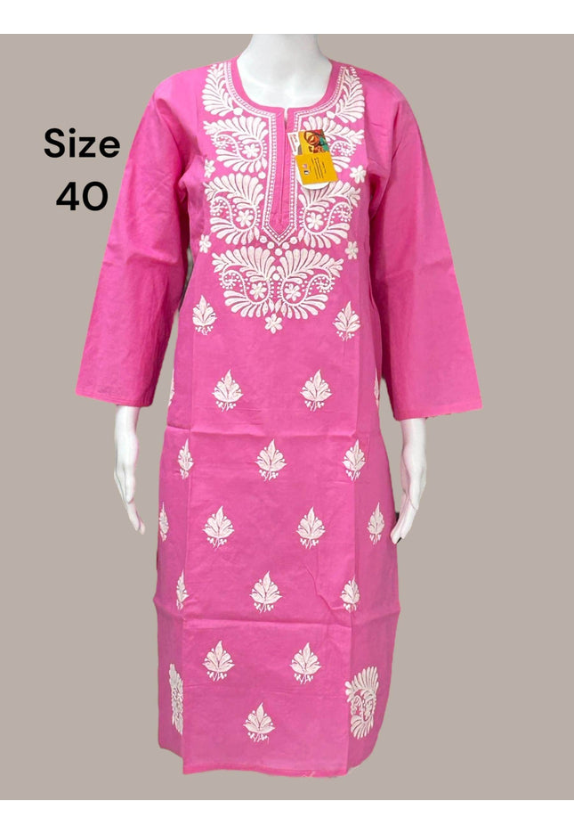 Cotton chikankari kurti - Kurti Connection USA
