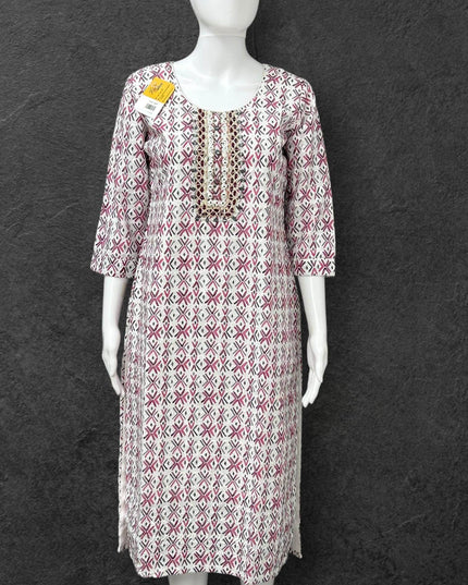 Cotton chikankari kurti with print: SALE - Kurti Connection USA