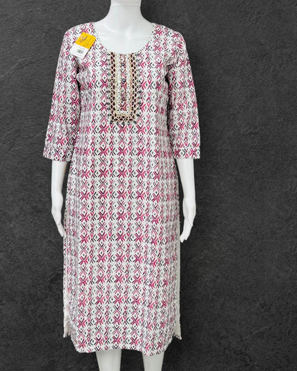 Cotton chikankari kurti with print: SALE - Kurti Connection USA