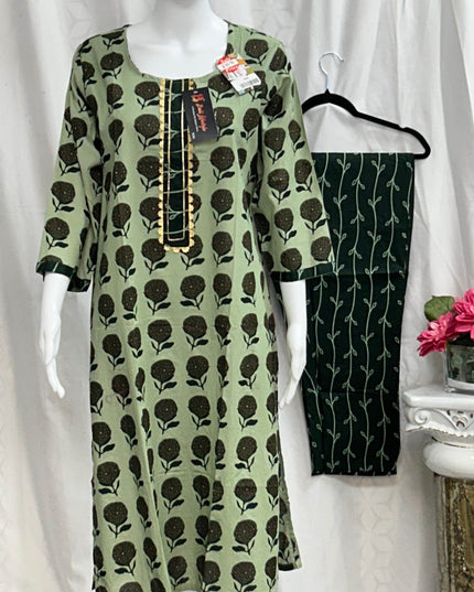 Cotton Kurti pant set - Kurti Connection USA