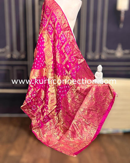 Banarsi silk bandhani dupatta - Kurti Connection USA