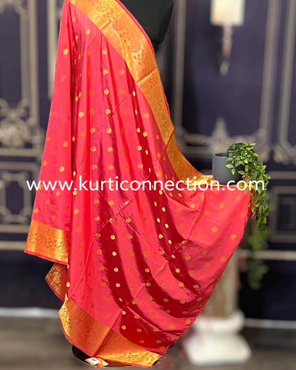 Et9030 silk dupatta | dark peach dupatta - Kurti Connection USA