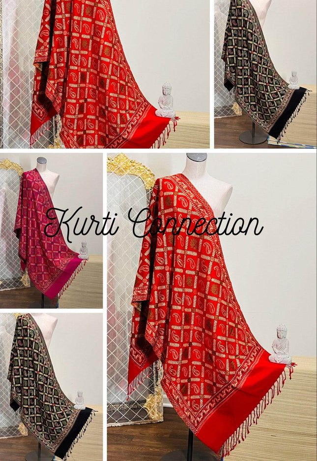 Pashmina shawl, woolen stole for women , woolen shawl, dupatta - Kurti Connection USA