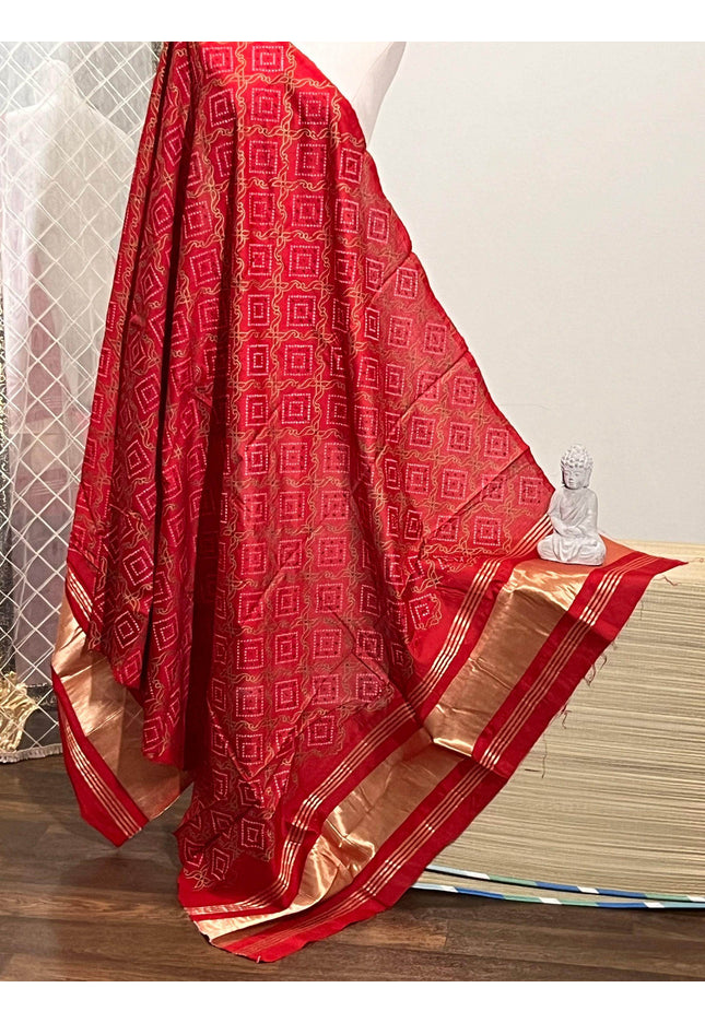 Bandhani print dupatta, cotton silk dupatta with bandhani print - Kurti Connection USA