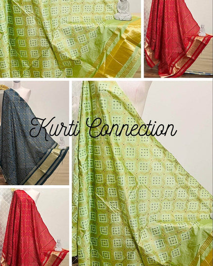 Bandhani print dupatta, cotton silk dupatta with bandhani print - Kurti Connection USA
