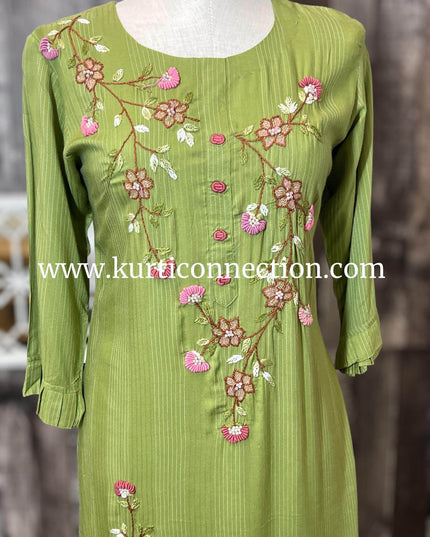 Embroidered cotton kurti - Kurti Connection USA