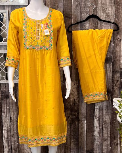 Chanderi silk kurti set - Kurti Connection USA