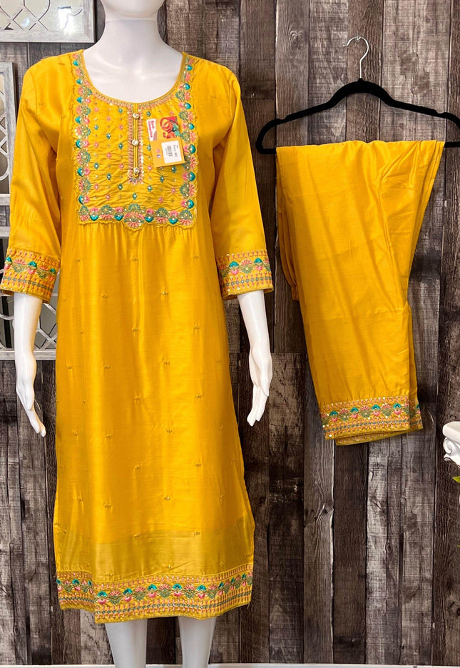 Chanderi silk kurti set - Kurti Connection USA