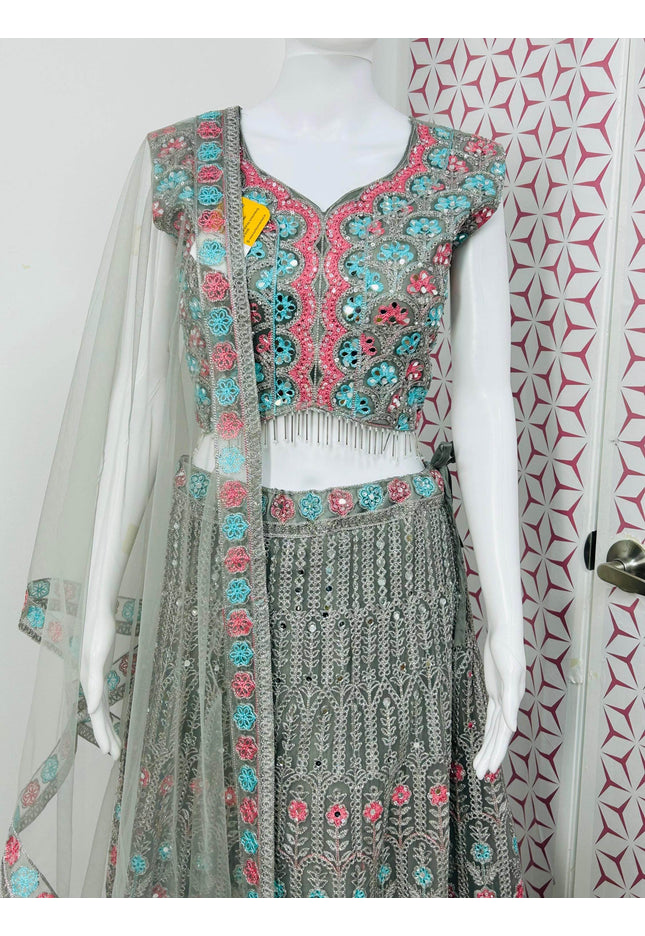 Grey chaniya choli set - Kurti Connection USA
