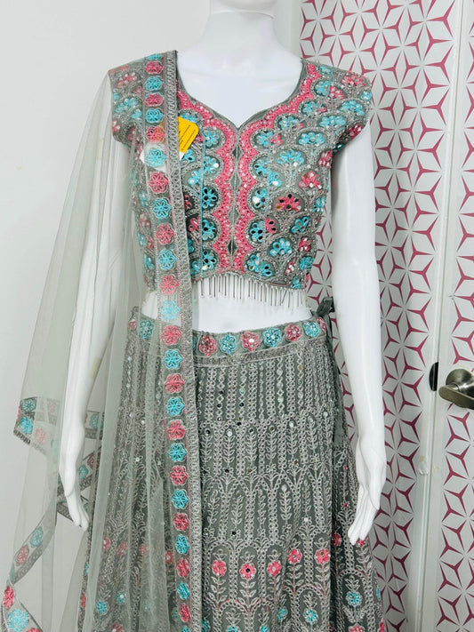 Grey chaniya choli set - Kurti Connection USA