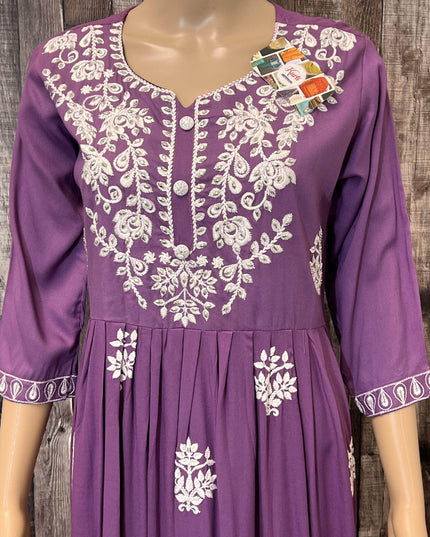 Violet : Chikankari kurti - Kurti Connection USA