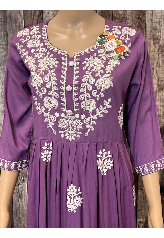Violet : Chikankari kurti - Kurti Connection USA