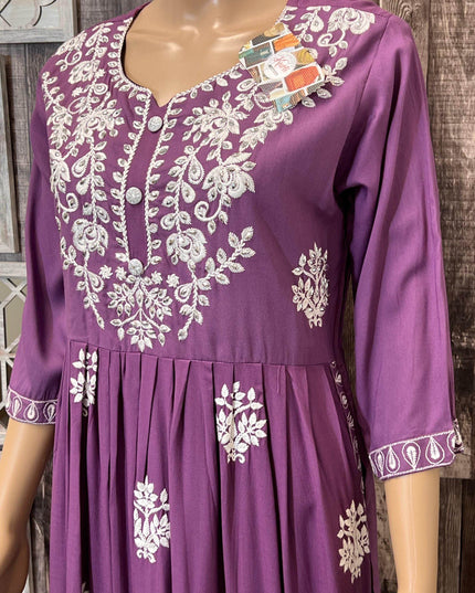 Violet : Chikankari kurti - Kurti Connection USA